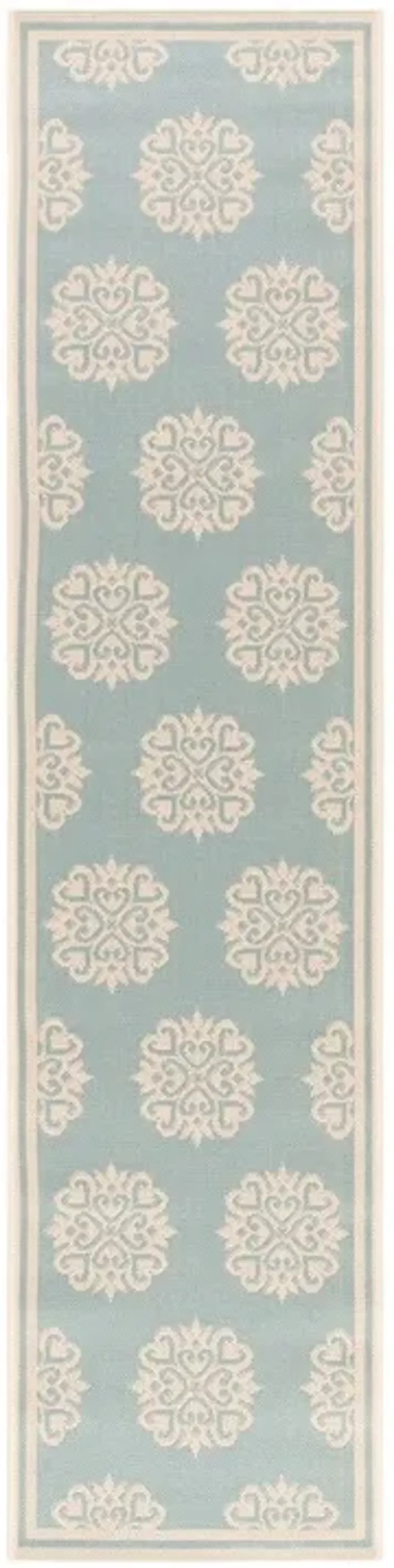 BEACH HOUSE Collection BHS181K-28 Aqua / Cream 2'-2" X 8'