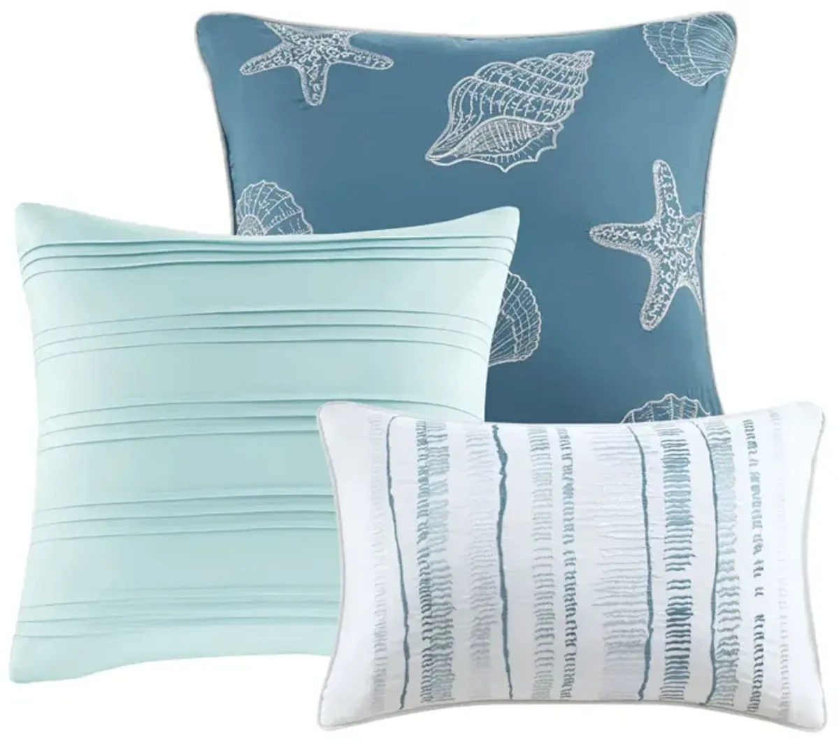 Madison Park Marina Aqua 6 Piece Printed Quilt Set with Throw Pillows