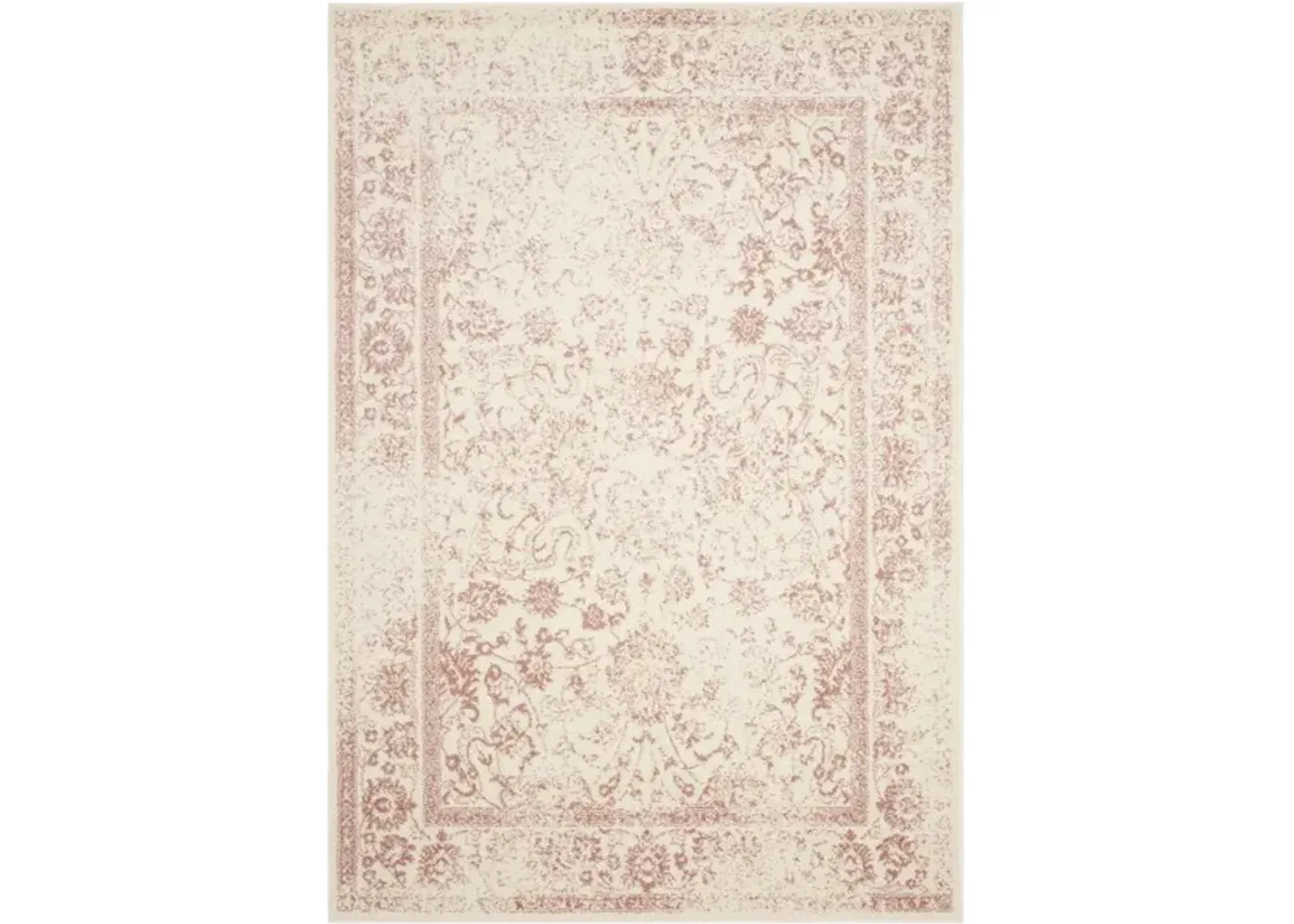 Adirondack Contemporary Ivory / Rose 6' X 6' Round Powerloomed Rug