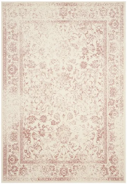 Adirondack Contemporary Ivory / Rose 6' X 6' Round Powerloomed Rug