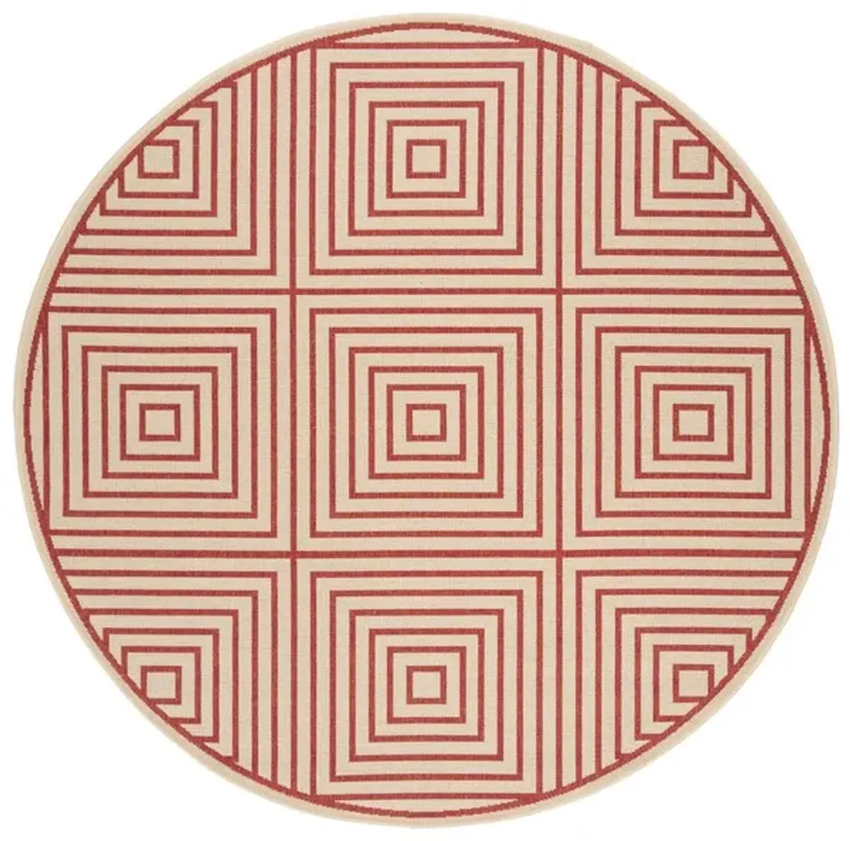 LINDEN 123 Collection LND123Q-6R Red / Creme 6'-7" X 6'-7" Round