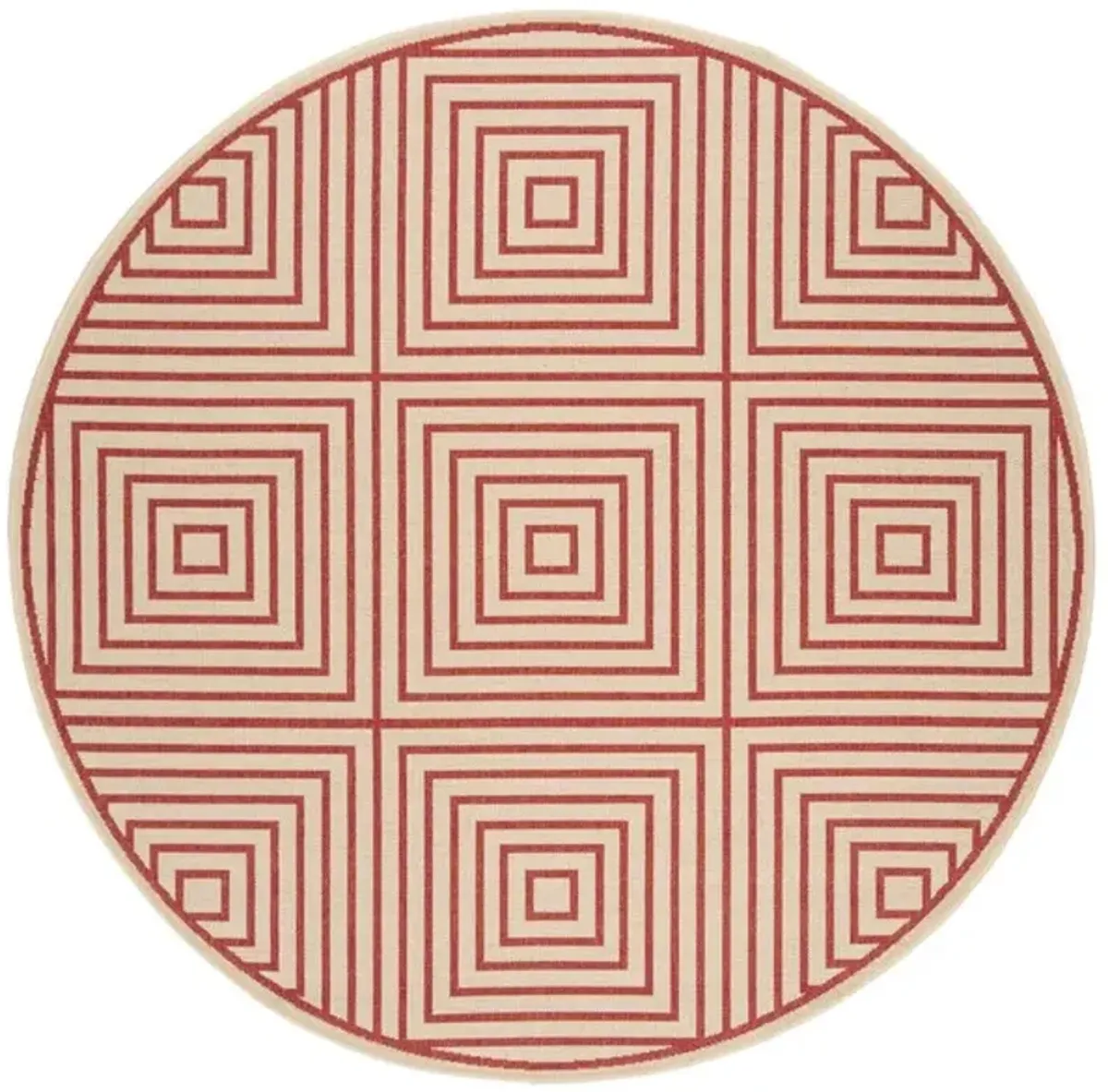 LINDEN 123 Collection LND123Q-6R Red / Creme 6'-7" X 6'-7" Round