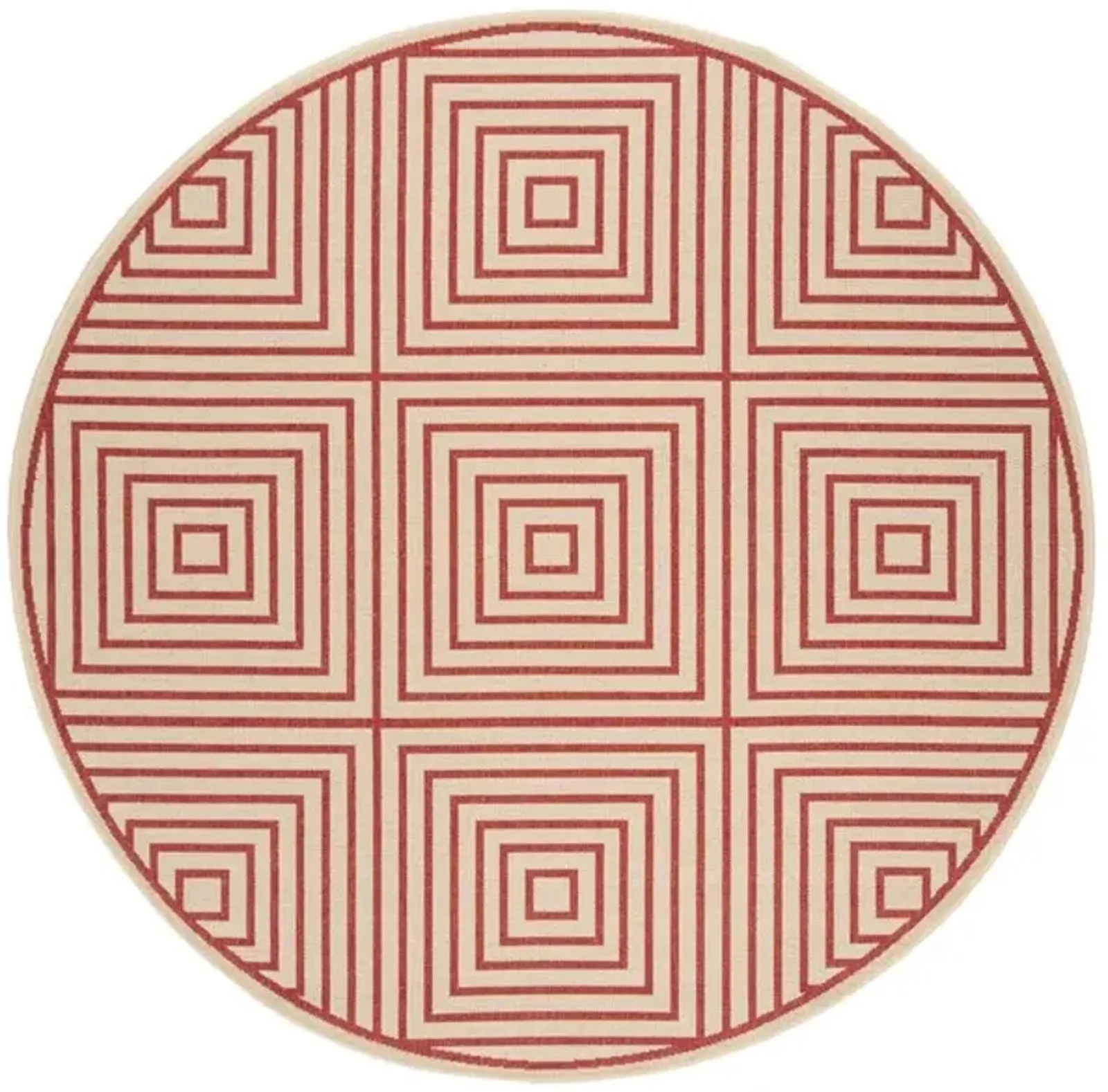 LINDEN 123 Collection LND123Q-6R Red / Creme 6'-7" X 6'-7" Round