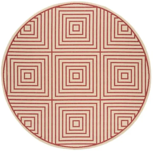LINDEN 123 Collection LND123Q-6R Red / Creme 6'-7" X 6'-7" Round