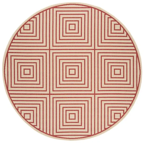 LINDEN 123 Collection LND123Q-6R Red / Creme 6'-7" X 6'-7" Round