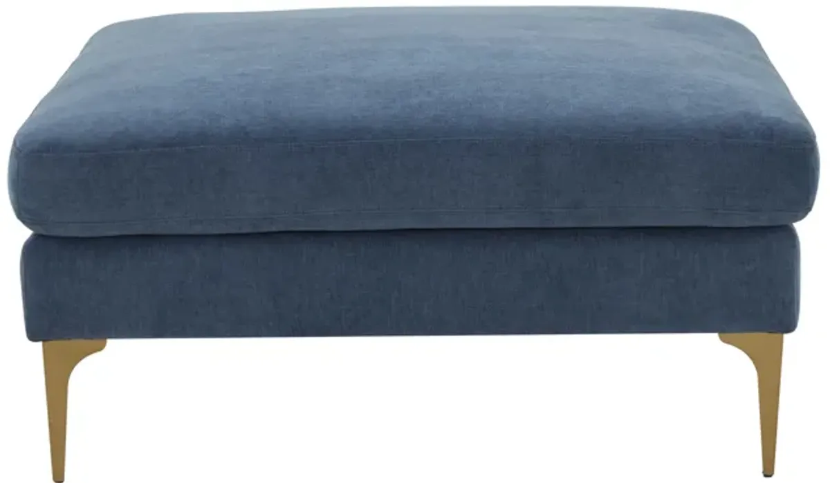 Serena Blue Velvet Ottoman