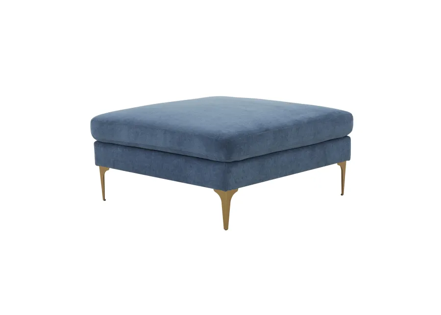 Serena Blue Velvet Ottoman