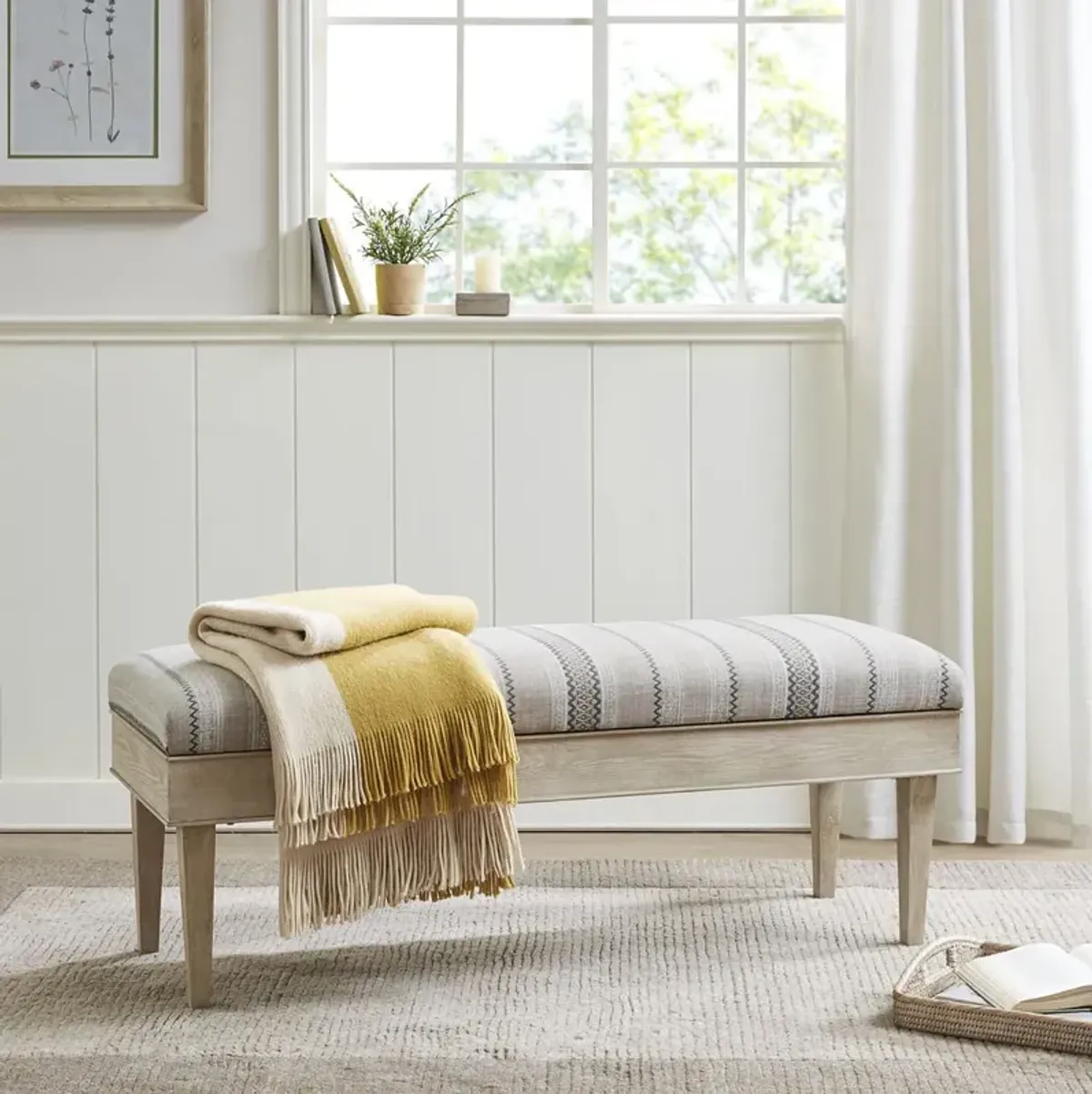 Martha Stewart Harstrom Beige Multi Soft Close Storage Bench