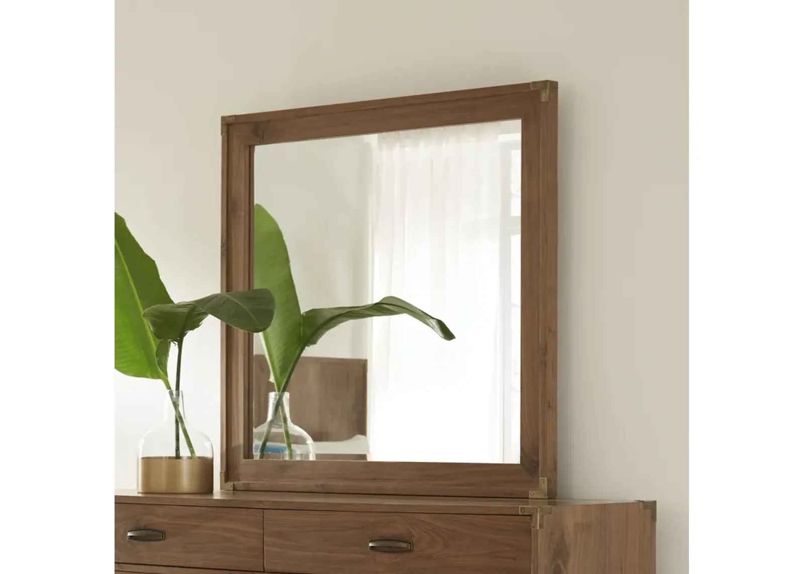 Adler Beveled Glass Mirror in Natural Walnut