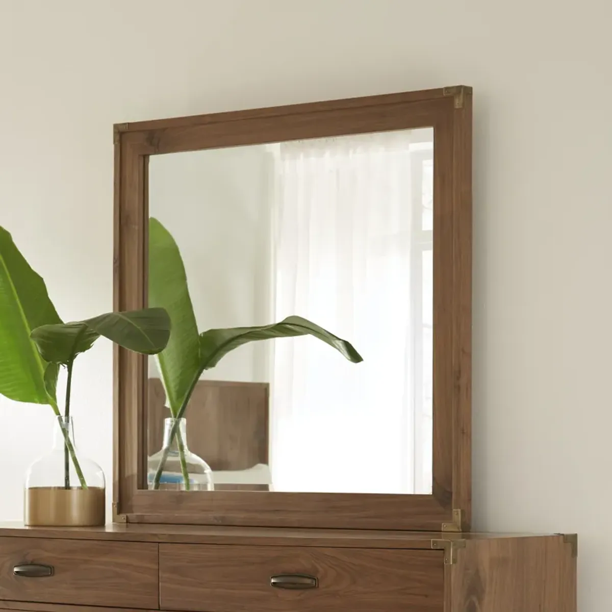 Adler Beveled Glass Mirror in Natural Walnut