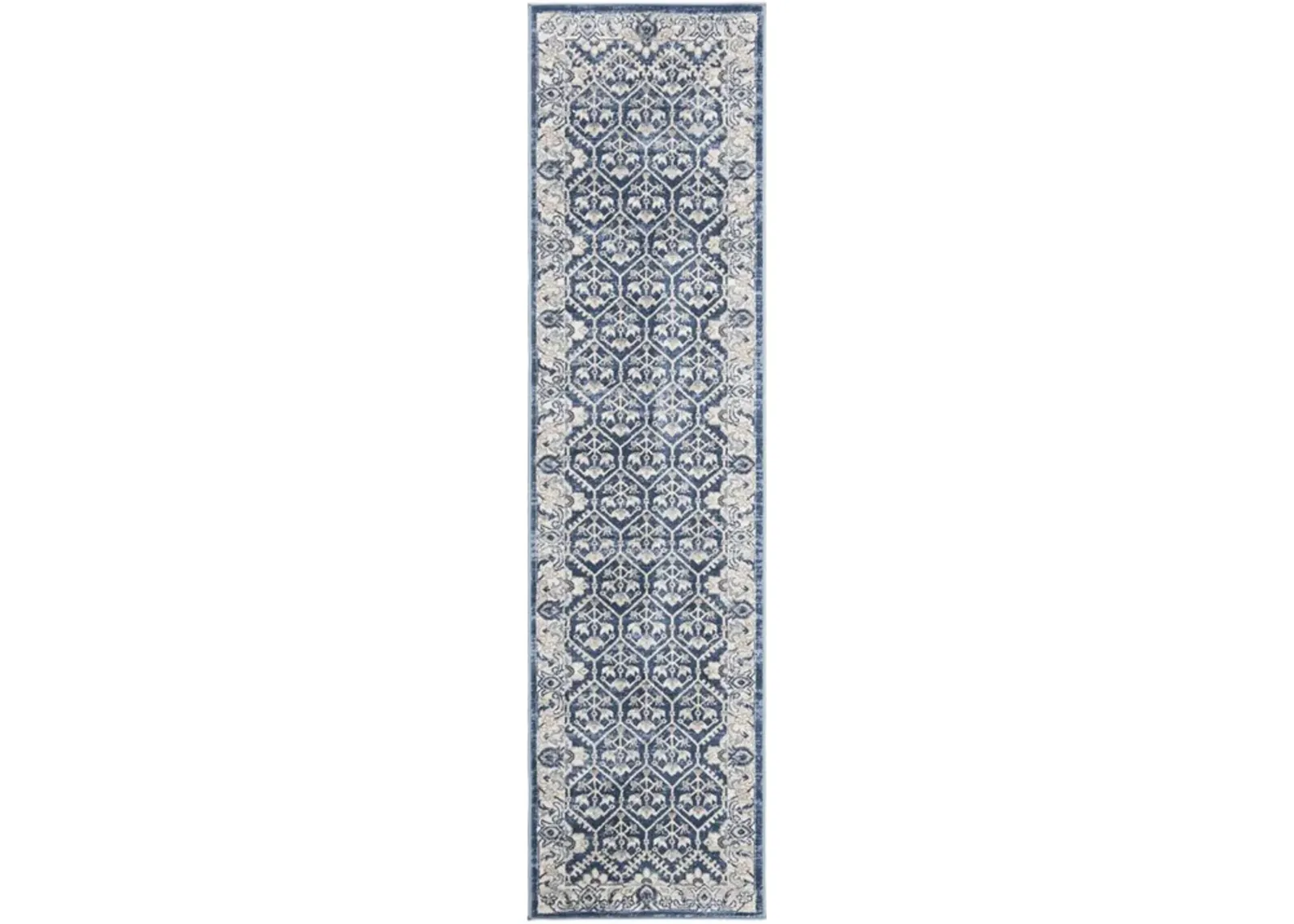 Brentwood 869 Navy / Light Grey 2' X 10' Runner Powerloomed Rug