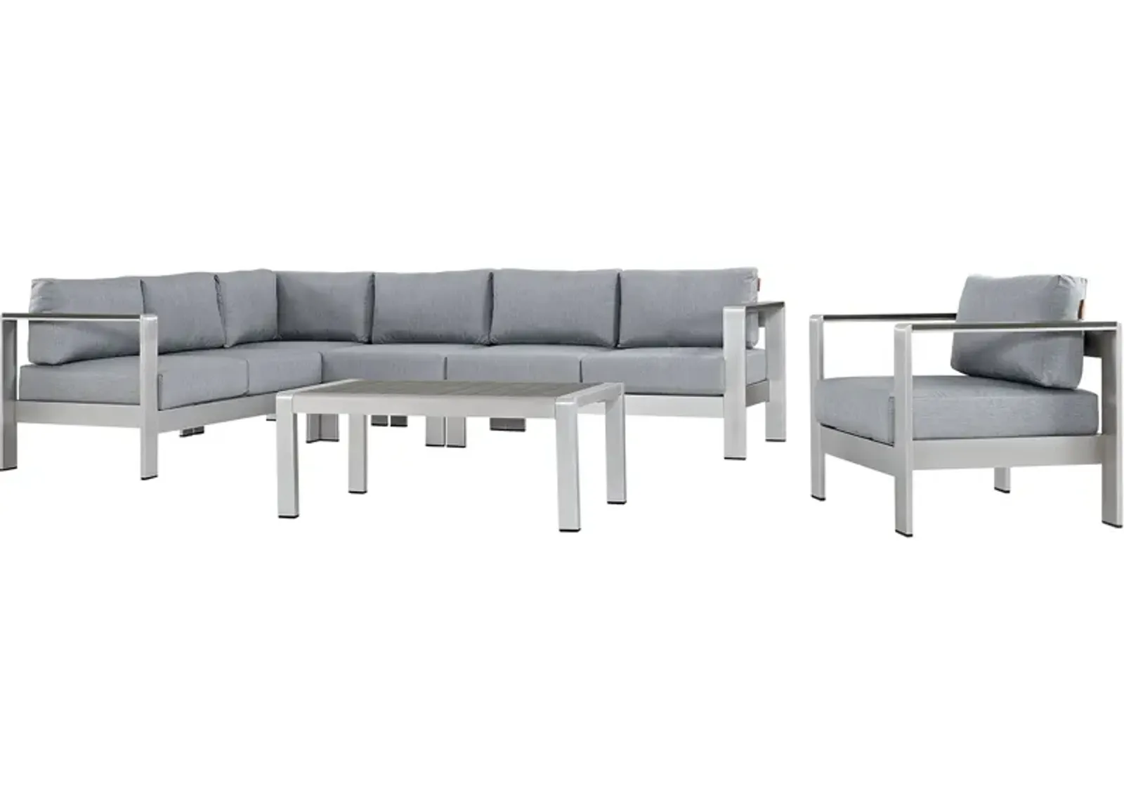 Shore 6 Piece Outdoor Patio Aluminum Sectional Sofa Set