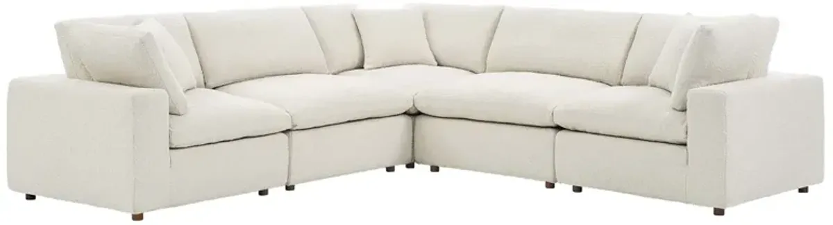 Commix Down Filled Overstuffed Boucle 5-Piece Sectional Sofa