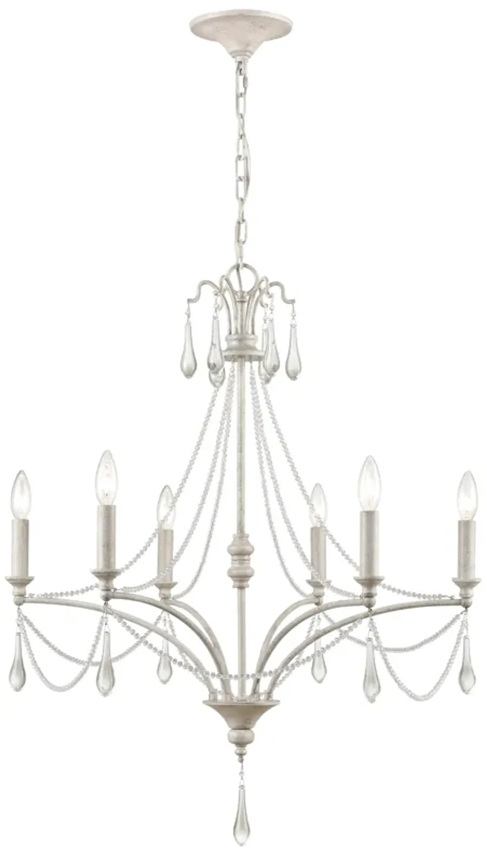 French Parlor 27" Wide 6-Light Chandelier - Vintage White