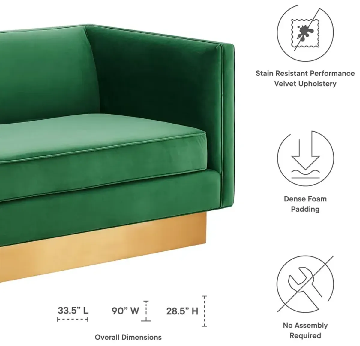 Eminence Upholstered Performance Velvet Sofa