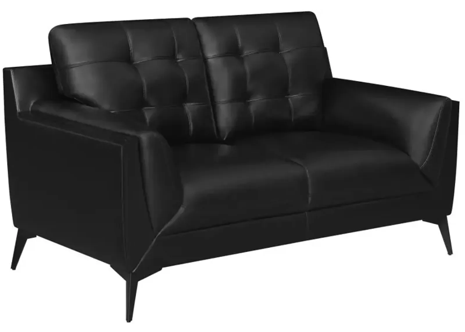 Moira Upholstered Tufted Loveseat with Track Arms Black