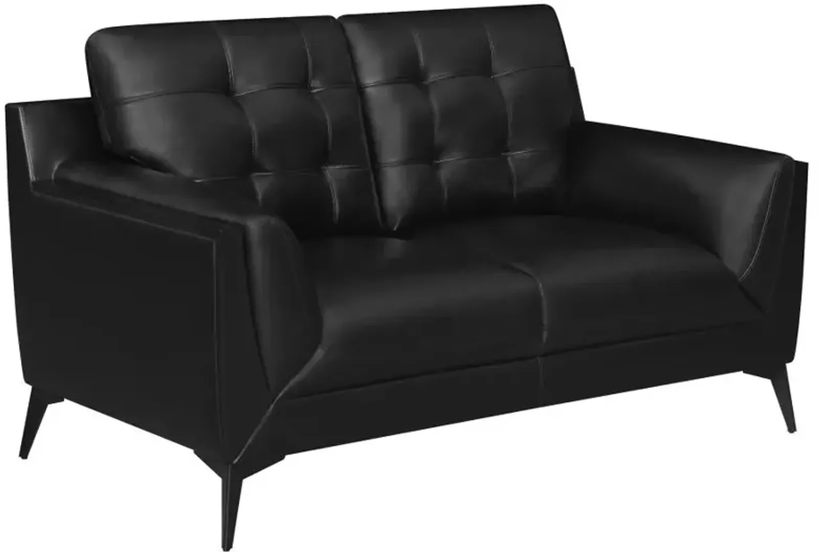 Moira Upholstered Tufted Loveseat with Track Arms Black