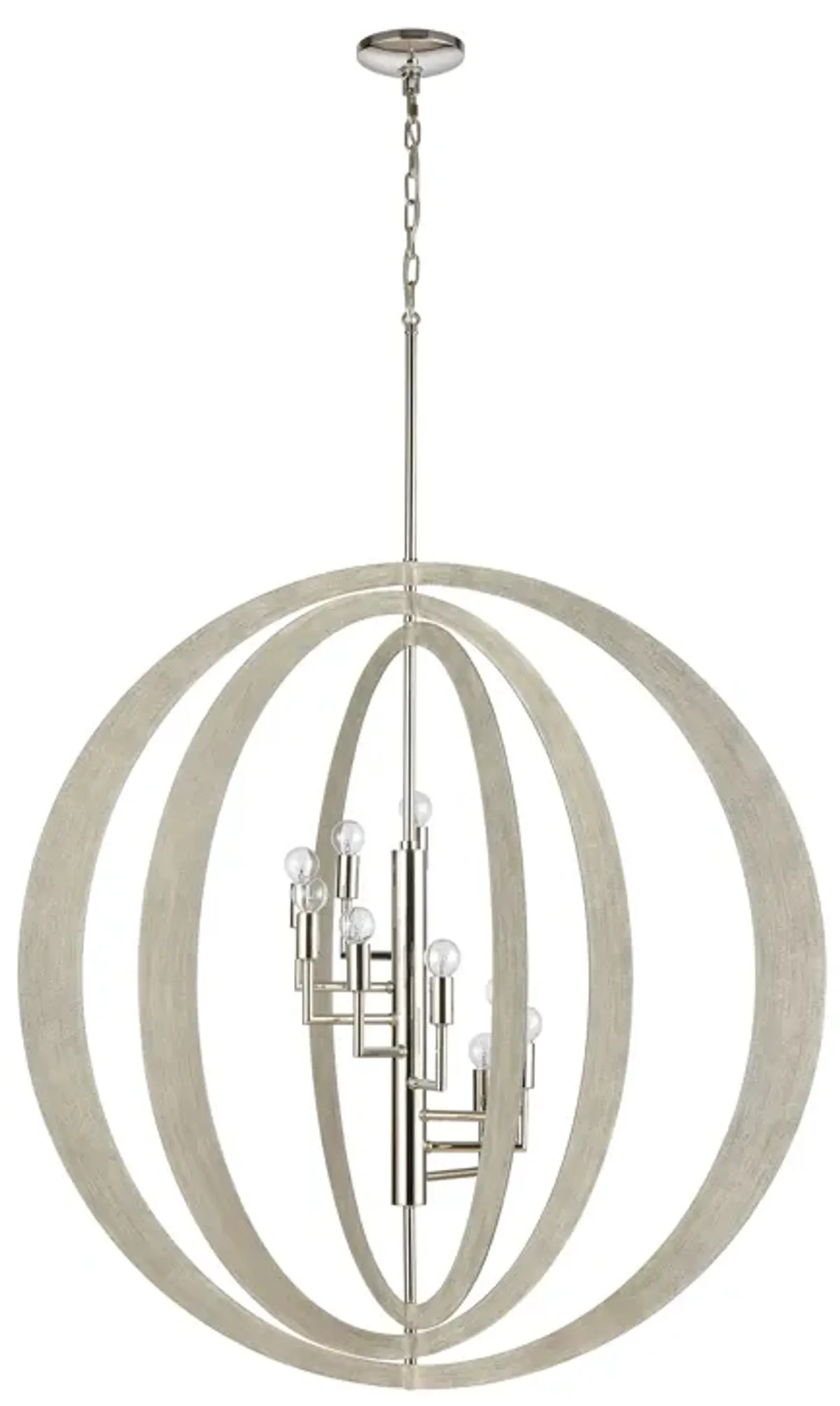 Retro Rings 36" Wide 9-Light Chandelier - Sandy Beechwood