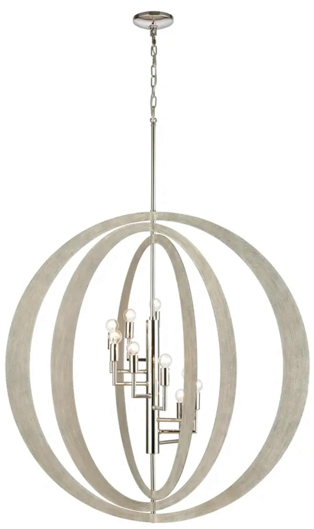 Retro Rings 36" Wide 9-Light Chandelier - Sandy Beechwood