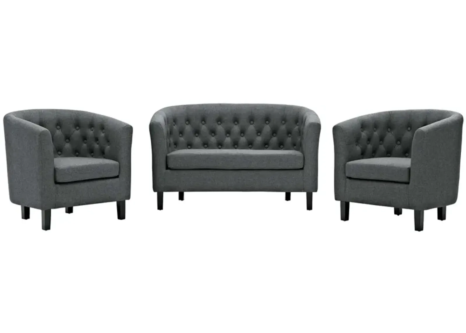 Prospect 3 Piece Upholstered Fabric Loveseat and Armchair Set