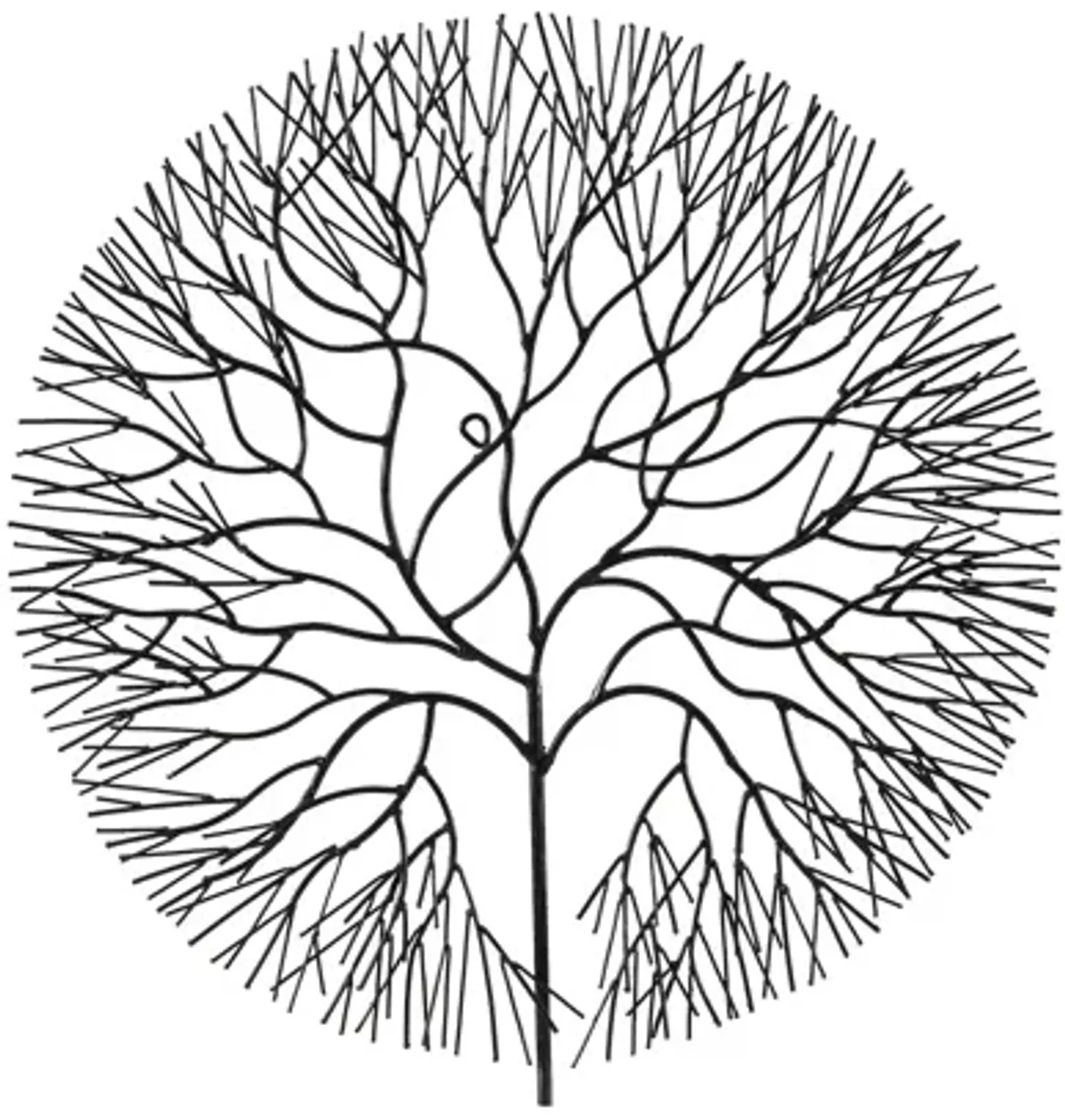 Wire Tree Wall Art, Medium, Circle, Metal, Black