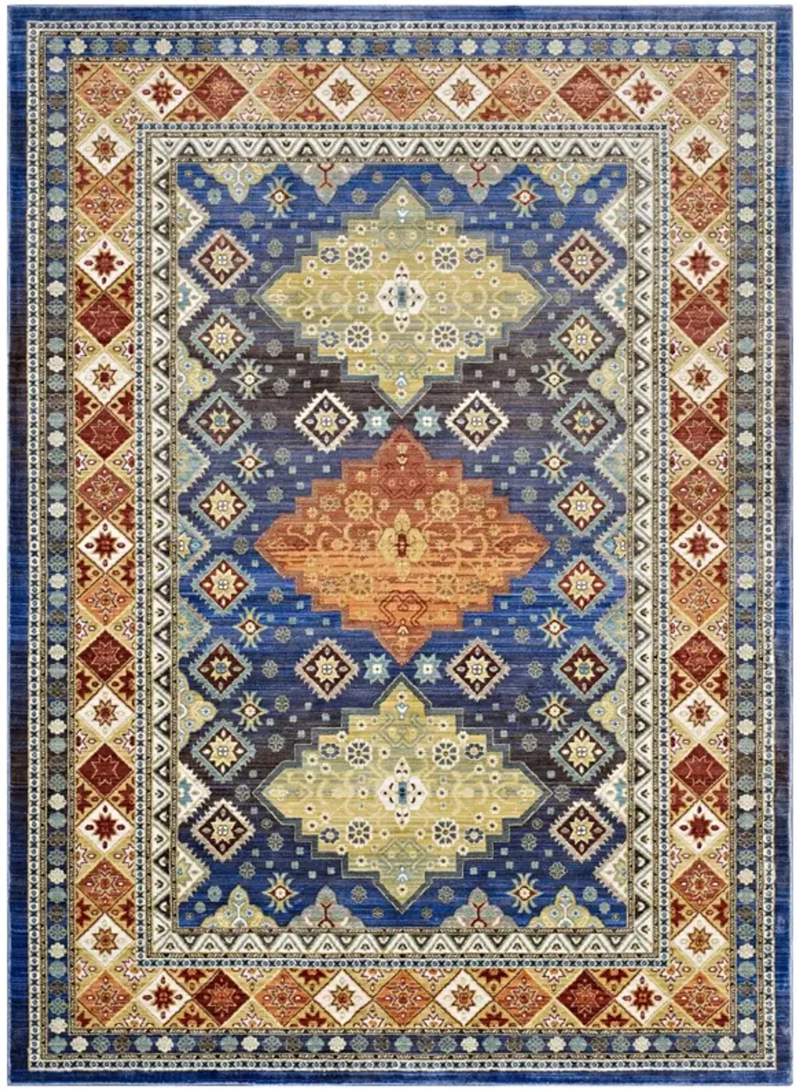 Atzi  Distressed 
Southwestern Diamond Floral 5x8 Area Rug