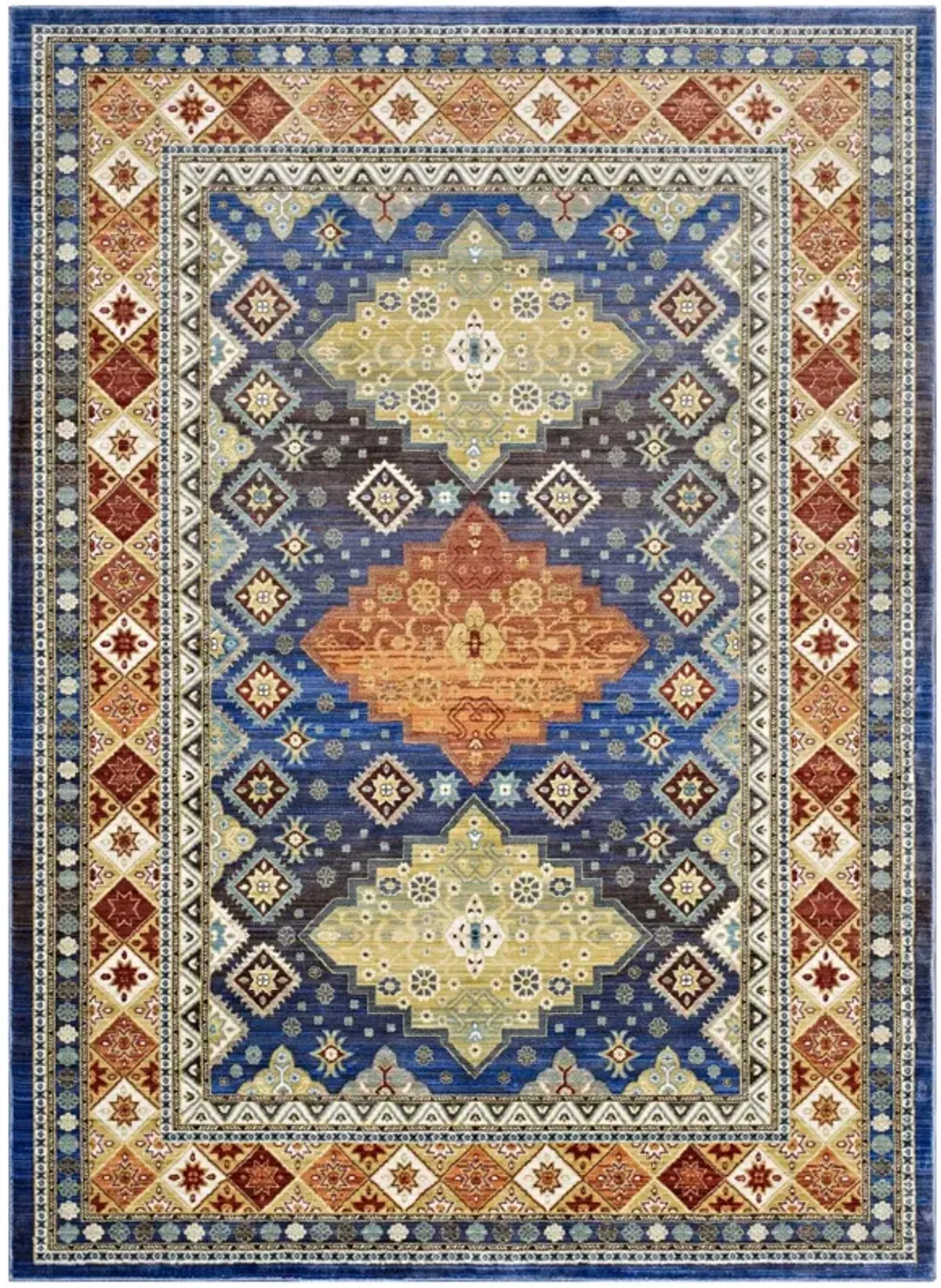 Atzi  Distressed 
Southwestern Diamond Floral 5x8 Area Rug