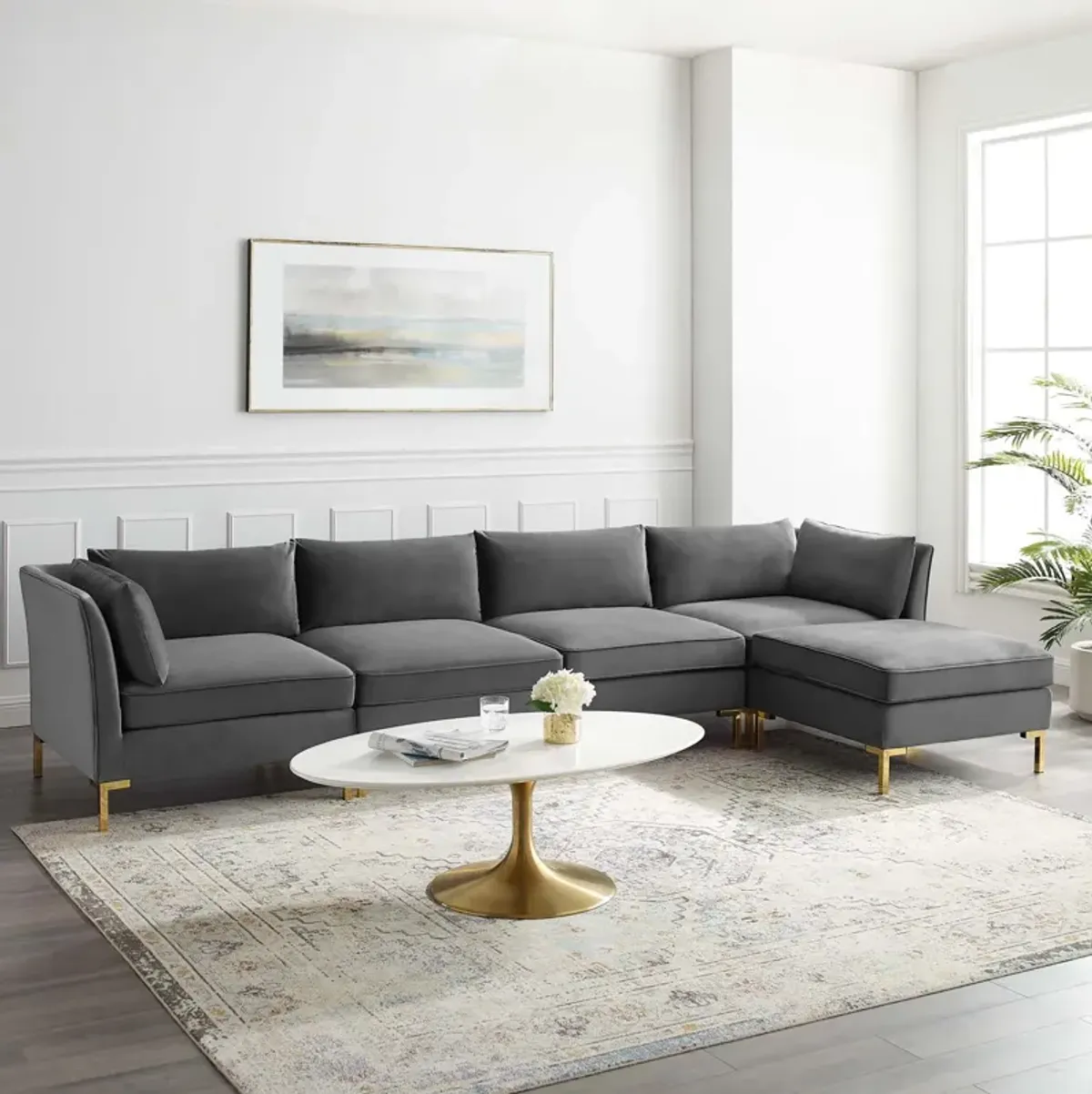 Ardent 5-Piece Performance Velvet Sectional Sofa