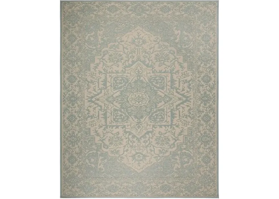 LINDEN 139 Collection LND139L-8 Cream / Aqua 8' X 10'