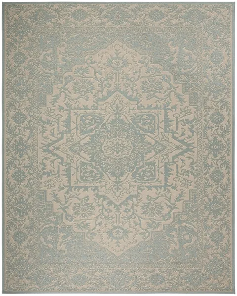 LINDEN 139 Collection LND139L-8 Cream / Aqua 8' X 10'