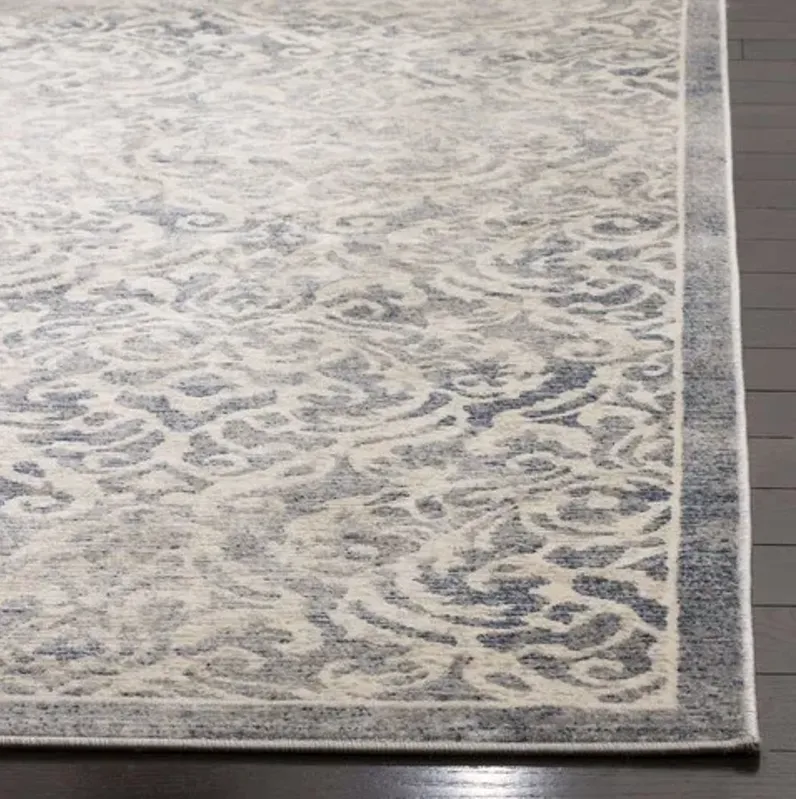 Brentwood 810 Light Grey / Blue 3' X 3' Square Square Powerloomed Rug