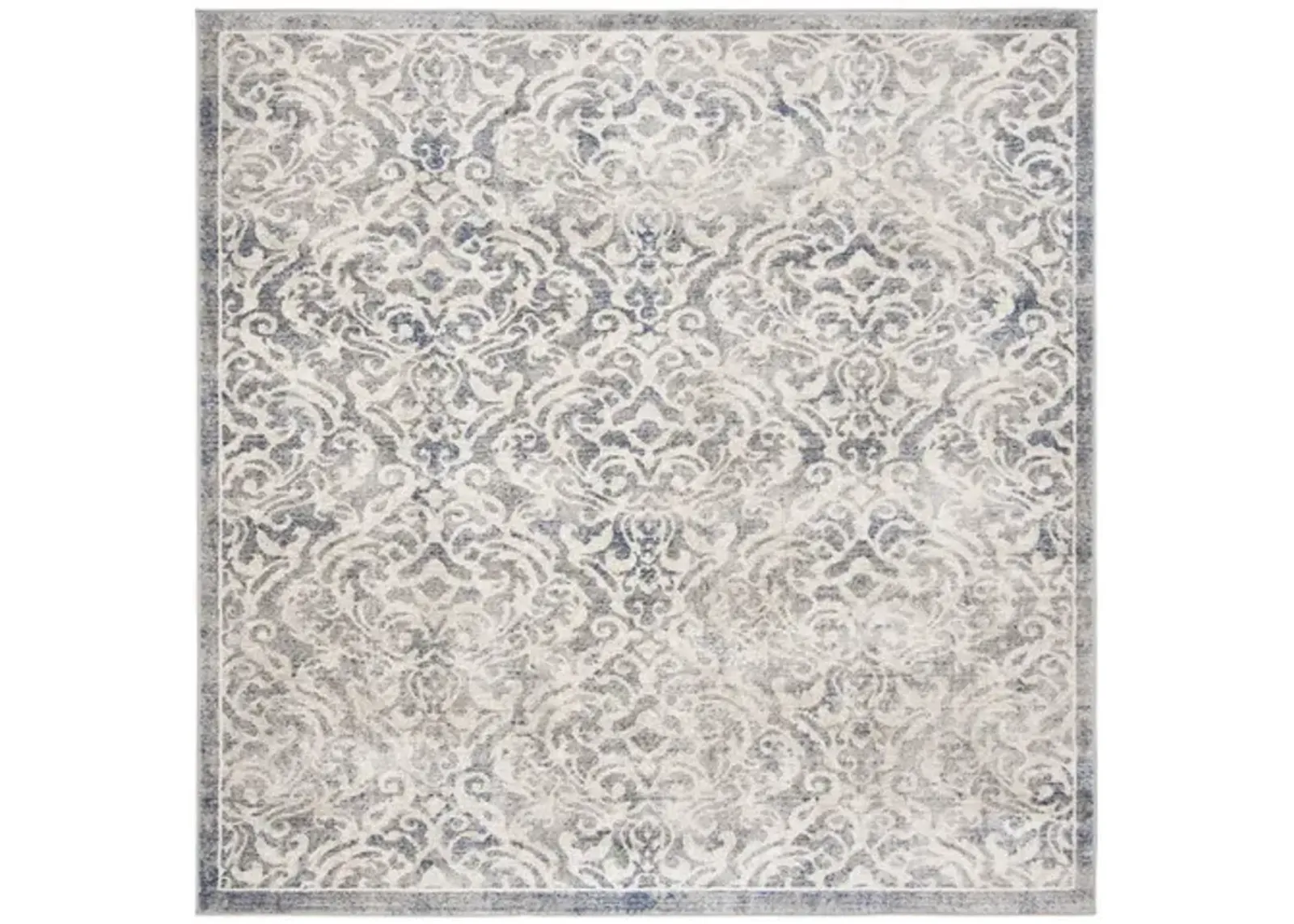 Brentwood 810 Light Grey / Blue 3' X 3' Square Square Powerloomed Rug