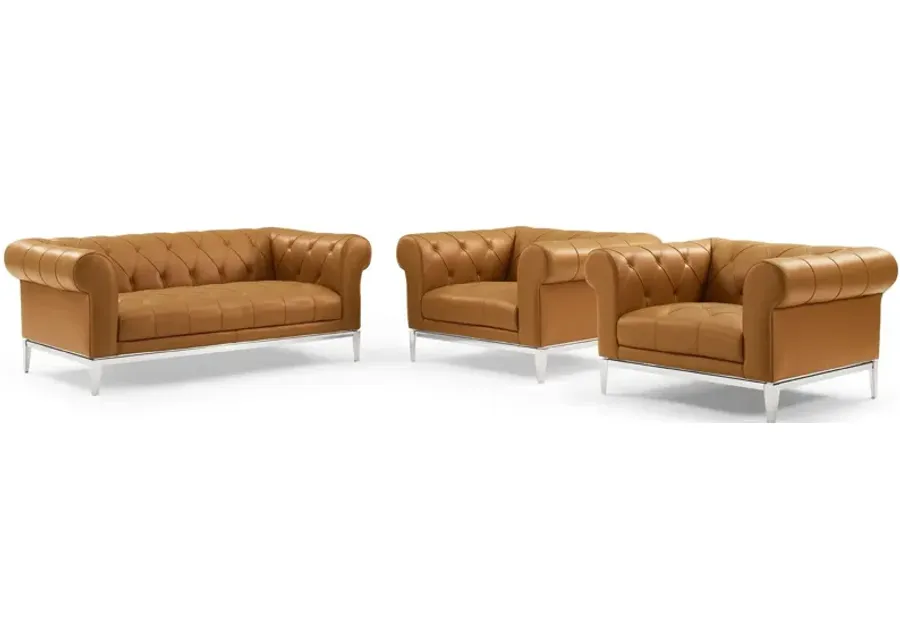 Idyll Tufted Upholstered Leather 3 Piece Set