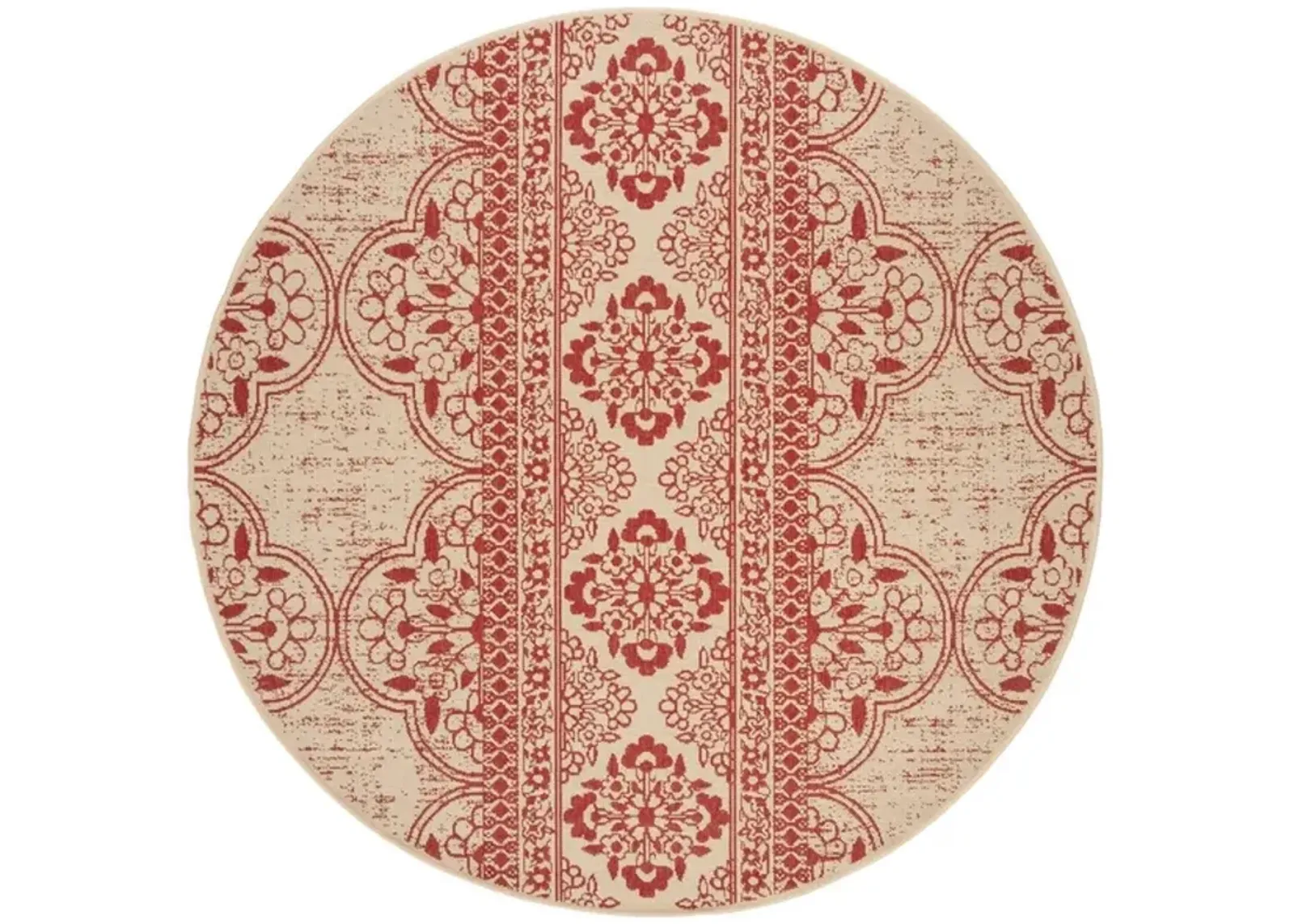 Safavieh BEACH HOUSE Collection BHS174Q-6R Red / Creme 6'-7" X 6'-7" Round