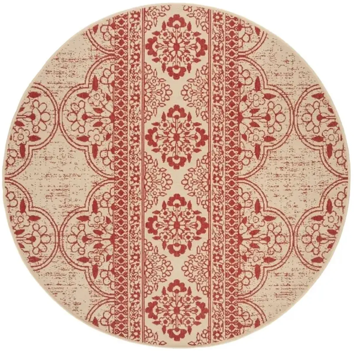 Safavieh BEACH HOUSE Collection BHS174Q-6R Red / Creme 6'-7" X 6'-7" Round