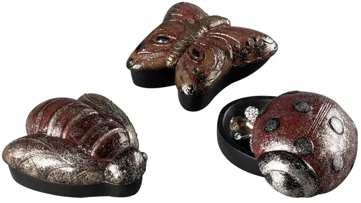 Metallic Bug Keepsake Boxes (set Of 3)
