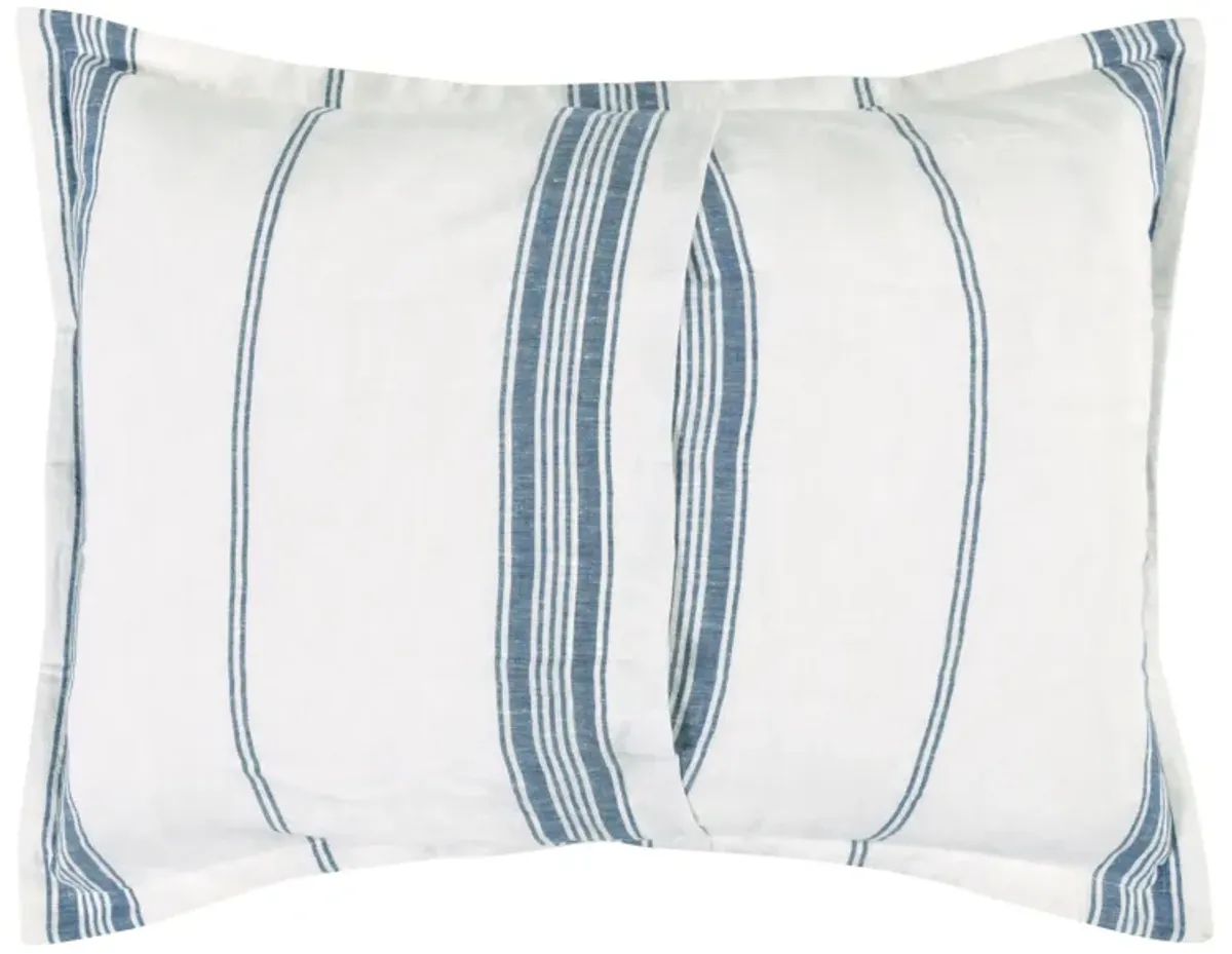 Brooke Blue Stripe Linen Cashmere Standard Sham