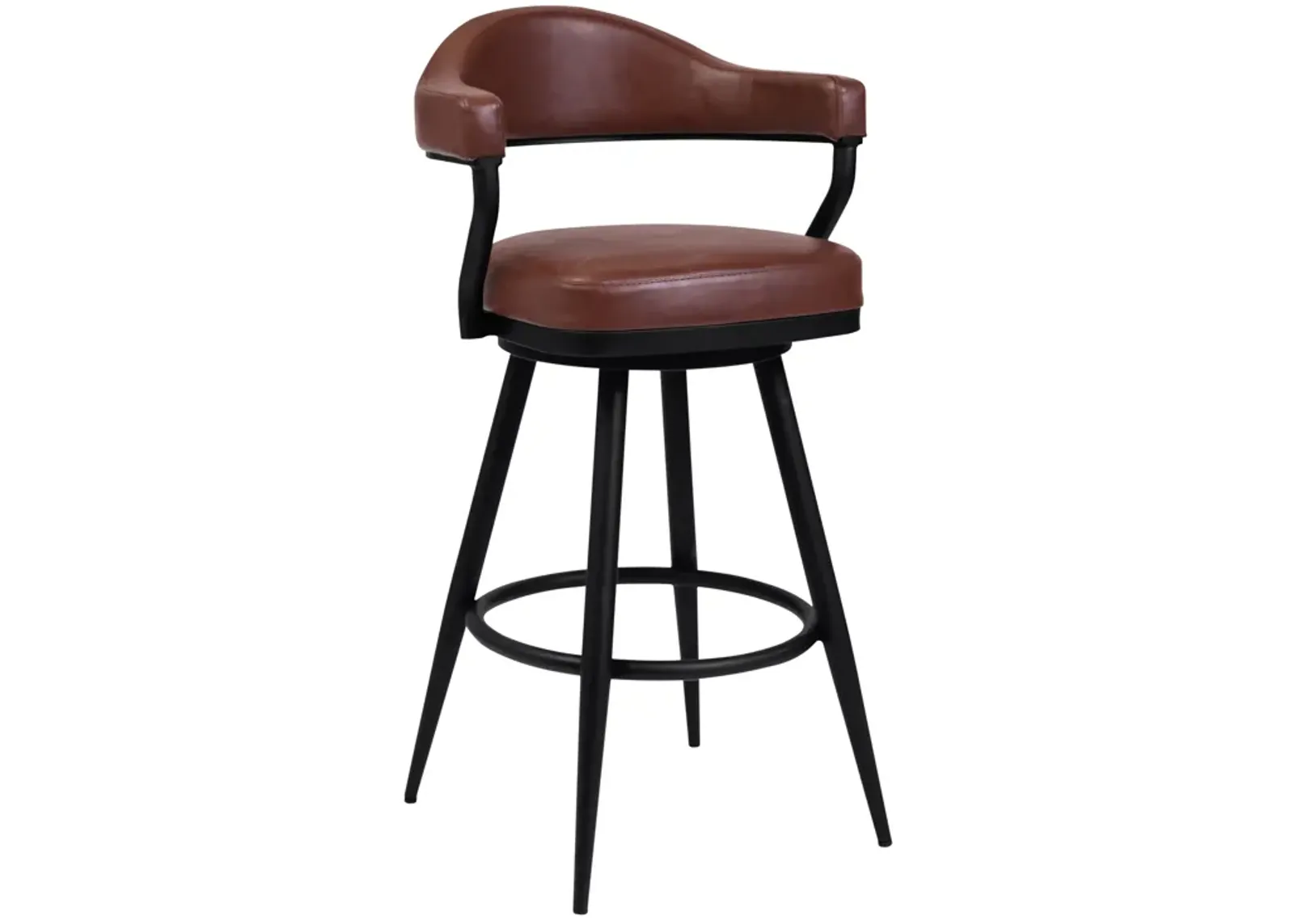 Amador 26" Counter Height Barstool in a Black Powder Coated Finish and Vintage Coffee Faux Leather