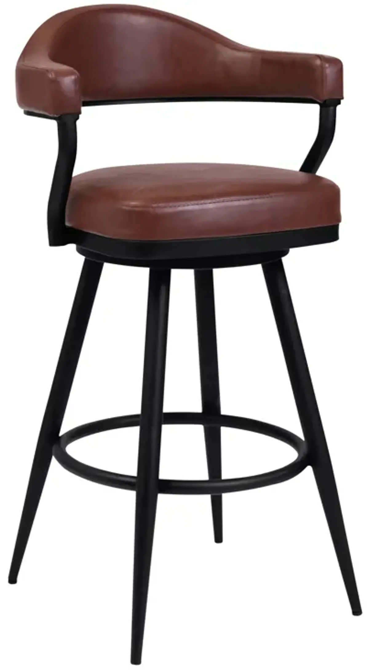 Amador 26" Counter Height Barstool in a Black Powder Coated Finish and Vintage Coffee Faux Leather