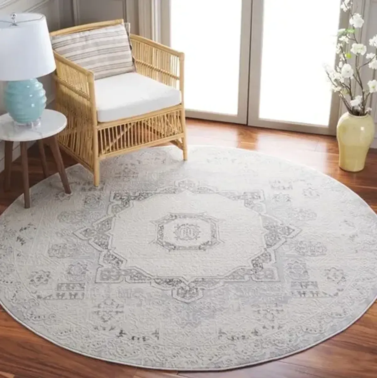 HANNA 107 Beige 6'-7' X 6'-7' Round Round Rug