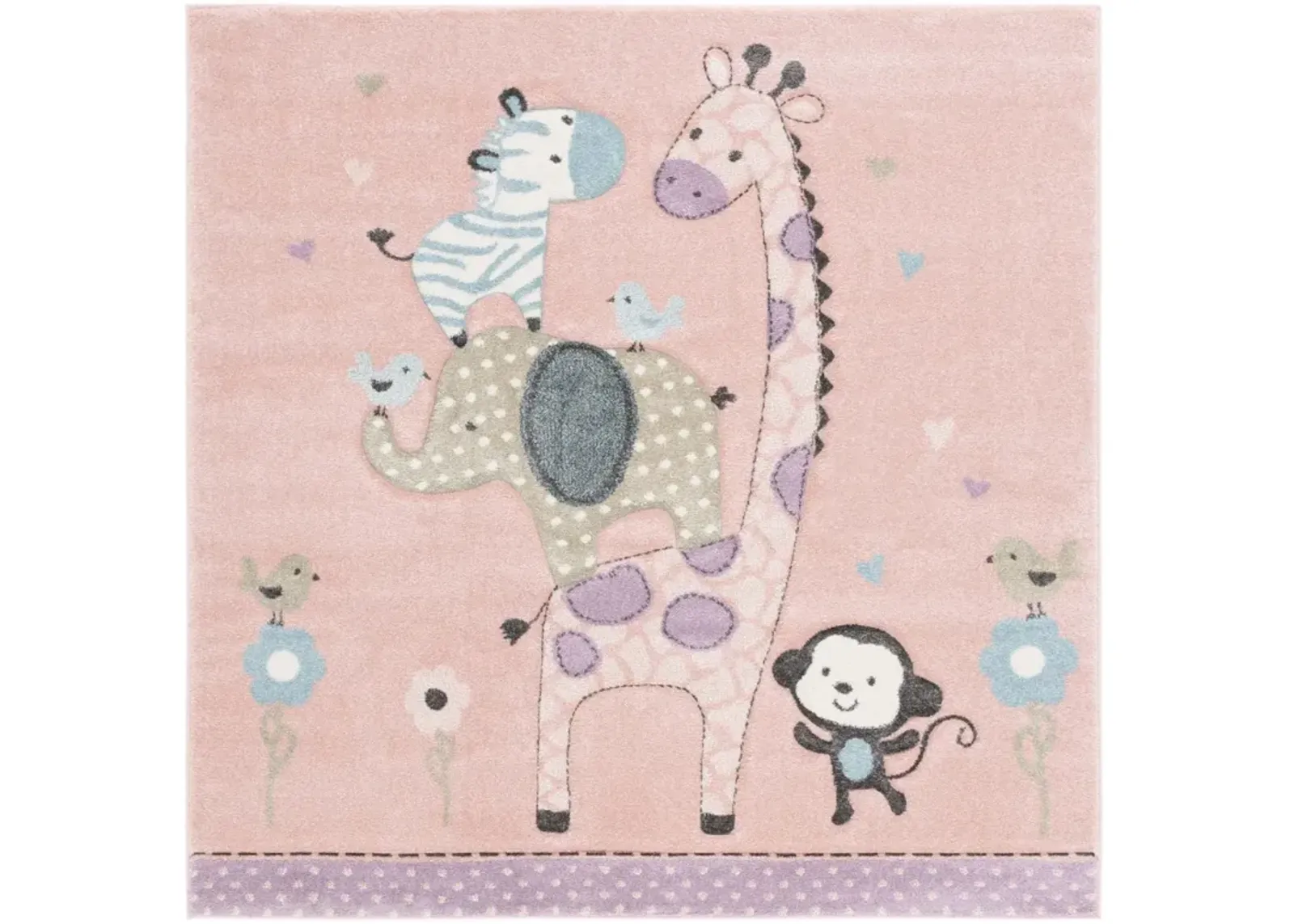 CAROUSEL KIDS 120 BLUSH PINK 3' x 3' Square Square Rug