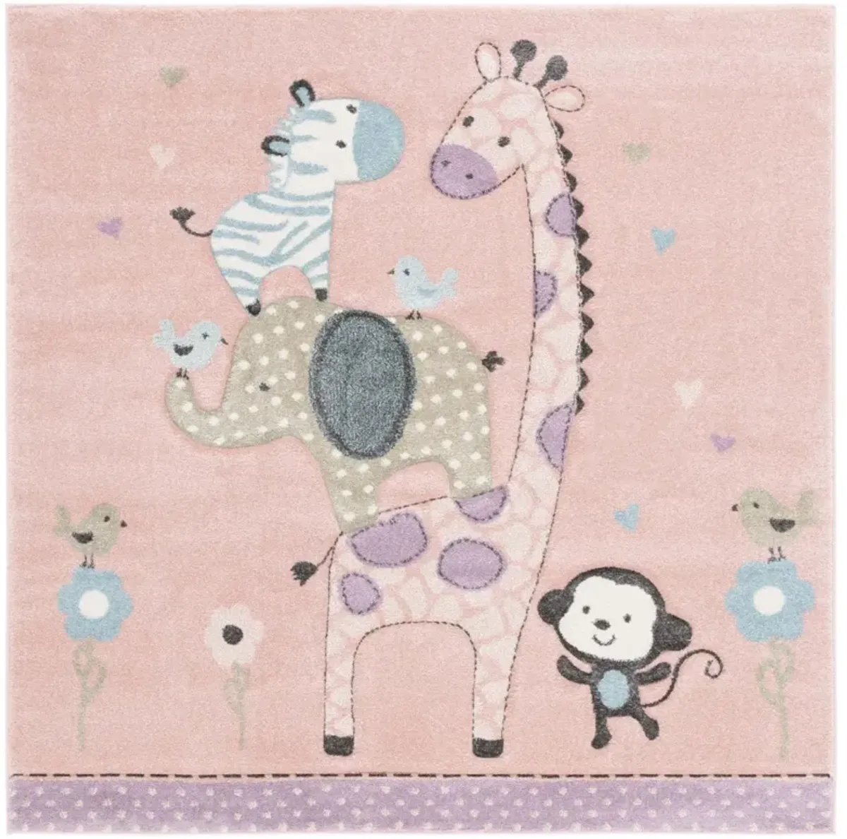 CAROUSEL KIDS 120 BLUSH PINK 3' x 3' Square Square Rug