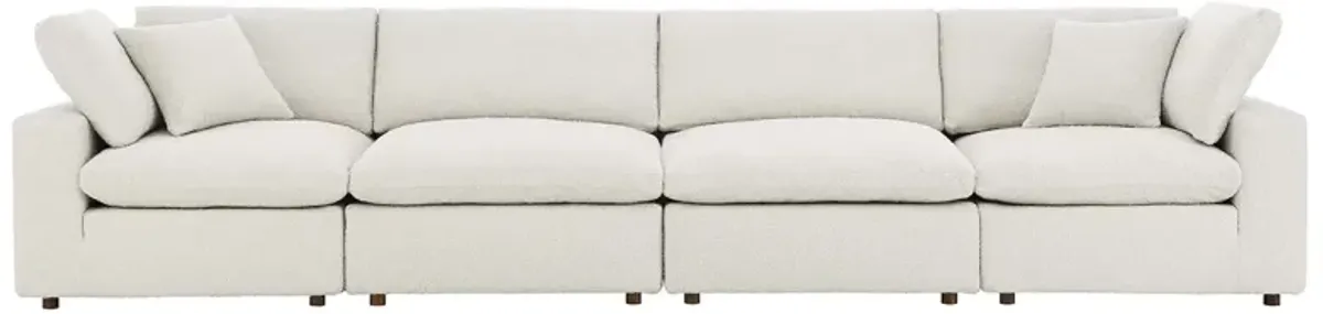 Commix Down Filled Overstuffed Boucle Fabric 4-Seater Sofa