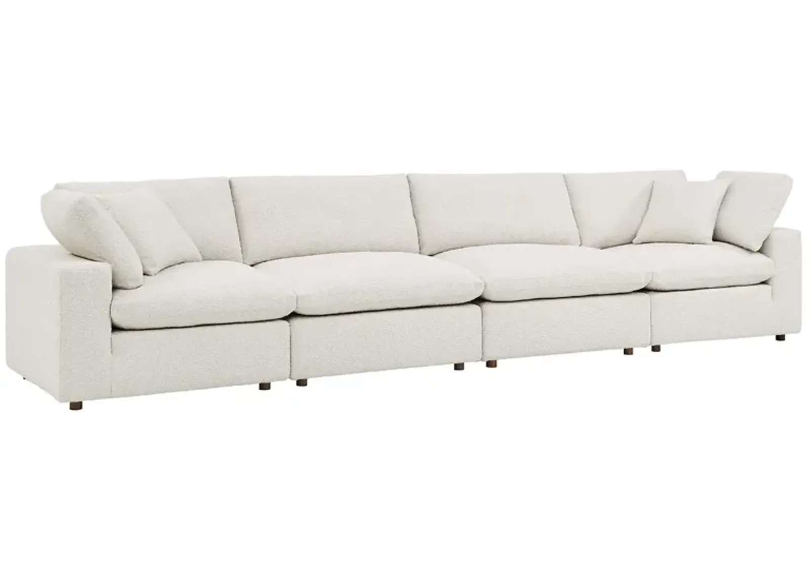 Commix Down Filled Overstuffed Boucle Fabric 4-Seater Sofa