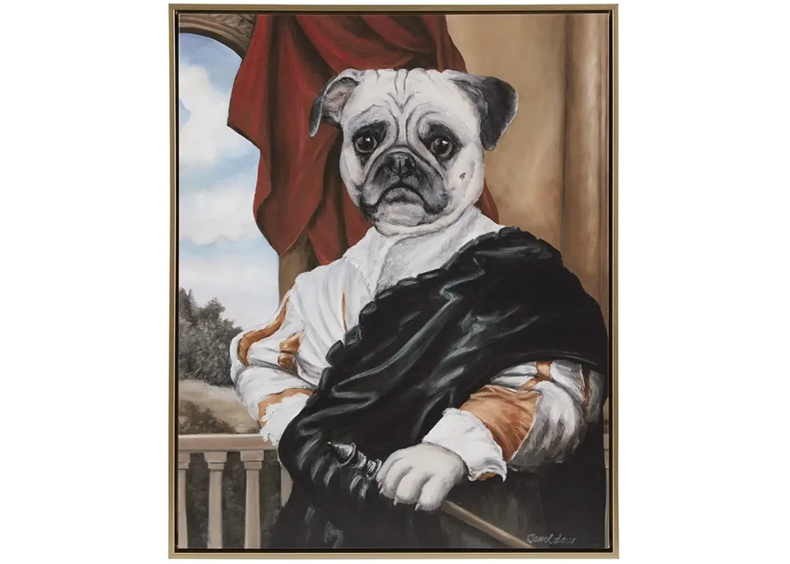 Pet Portrait Captain's Guard Pug Framed Canvas Wall Art