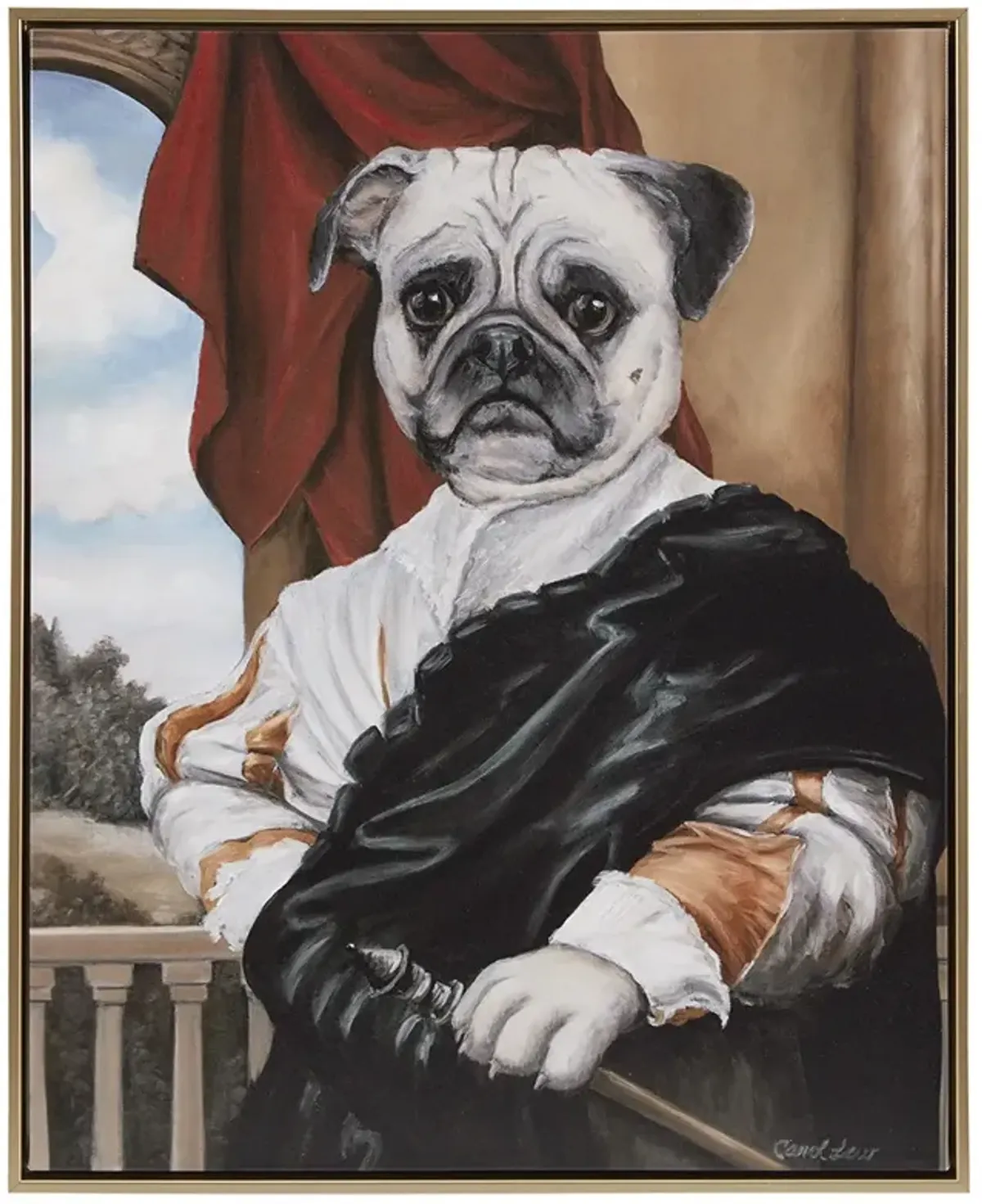 Pet Portrait Captain's Guard Pug Framed Canvas Wall Art