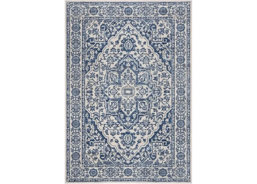 Brentwood 832 Navy / Light Grey 9' X 12' Large Rectangle Powerloomed Rug