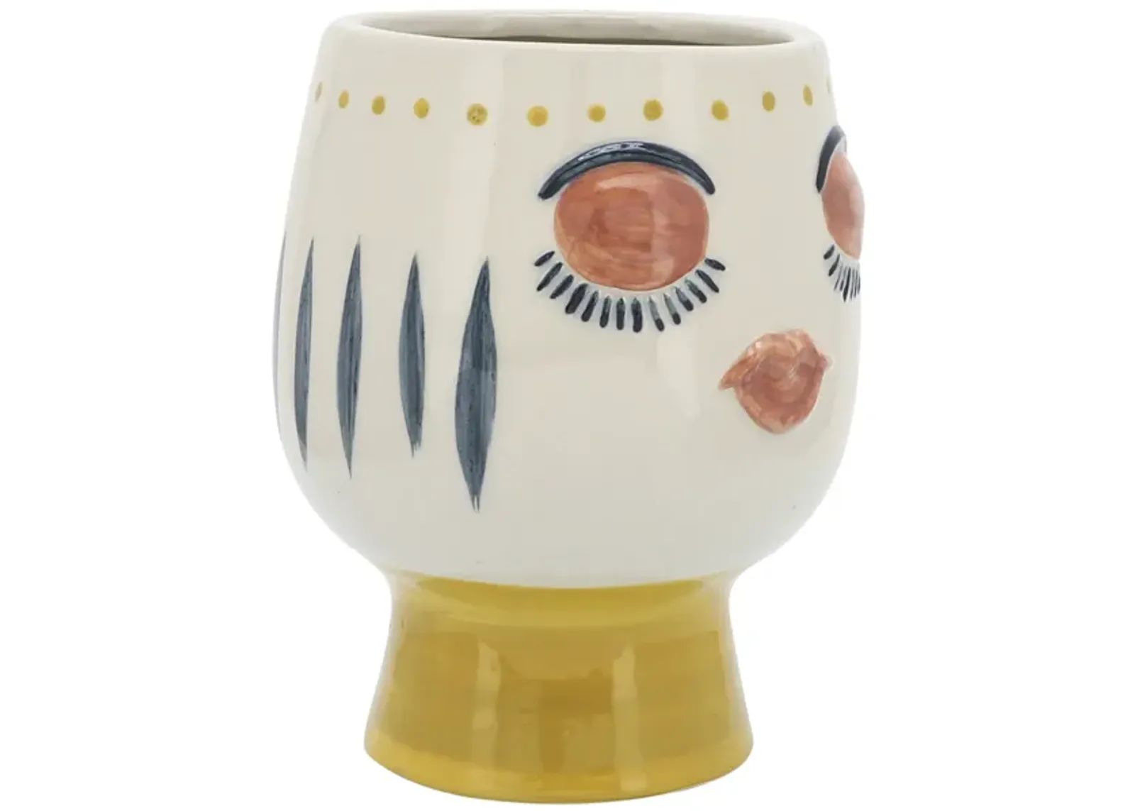 Ceramic, 6"d Face Vase, Multi