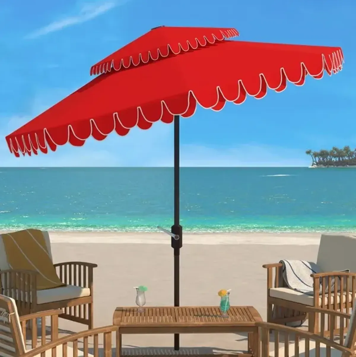 ELEGANT VALANCE 9FT DOUBLE TOP UMBRELLA