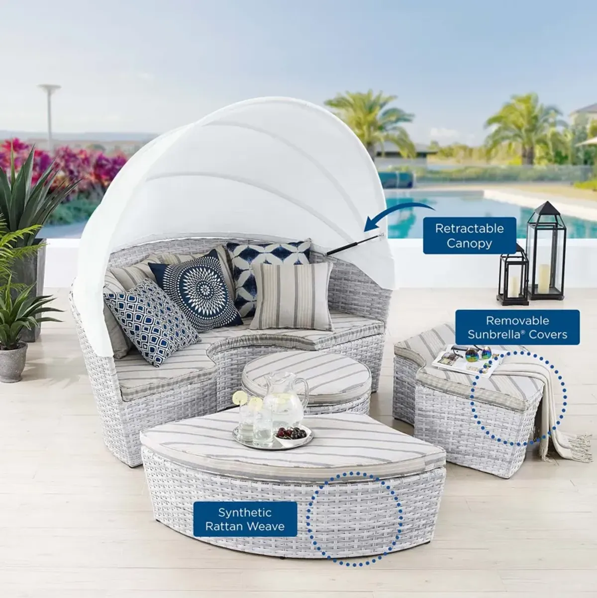 Scottsdale Canopy Sunbrella� Outdoor Patio Daybed